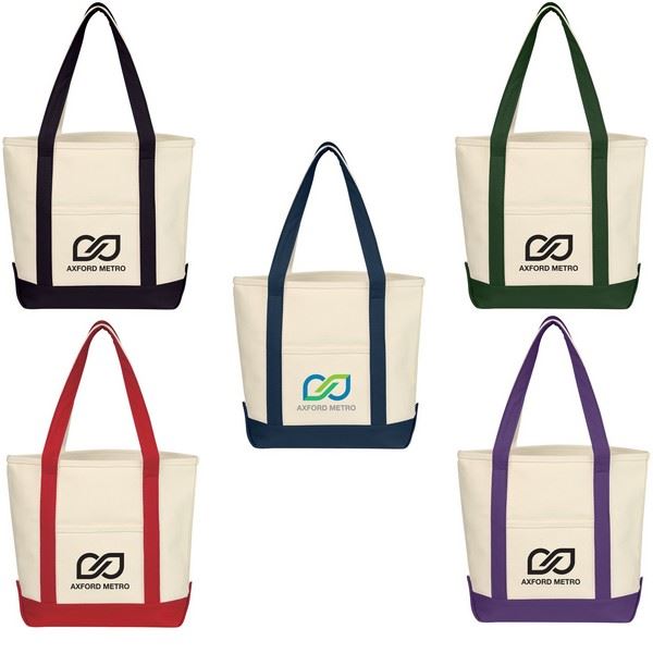 JH3231 Small Heavy Cotton Canvas Boat Tote With Custom Imprint
